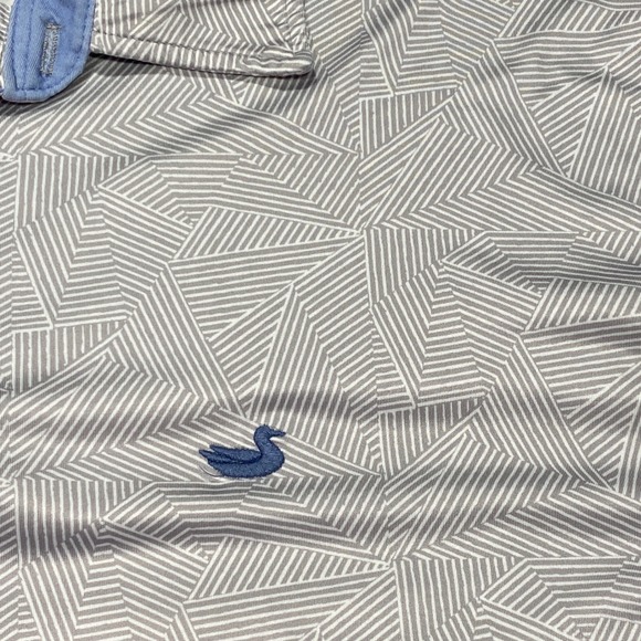 Southern Marsh Mens Polo Shirt Medium Geometric Print Blue Duck Logo Golf Casual - Picture 5 of 9